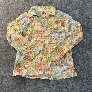 Hanna Andersson Cotton Collared Village Print Top WWW